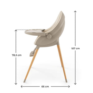 Dimensiones silla alta FINI UP Beige en modo silla de comer