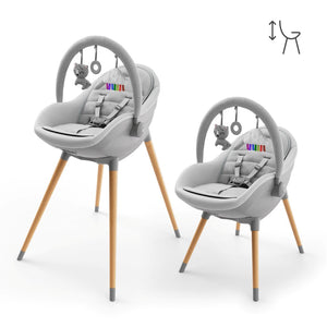 Silla de comer FINI UP Grey en modo silla para niño mayor con reposabrazos