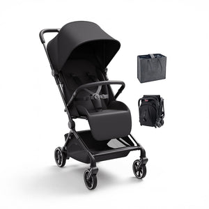 Coche de viaje Momcozy TuckGo negro — ultraliviano 6.5 kg, para bebés de 6 a 48 meses, compatible con cabina de avión