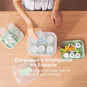 Esterilizador y secador de mamaderas Momcozy 4 en 1 con compartimento transparente y tapa