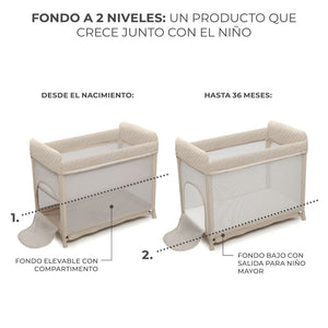 Abertura lateral y compartimento de almacenamiento cuna de viaje Moon Dream
