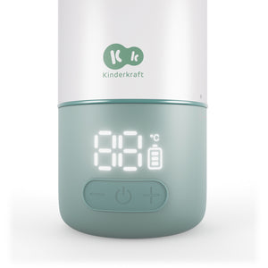 Pantalla digital de temperatura y botones del calentador de leche portátil Gaja Kinderkraft verde