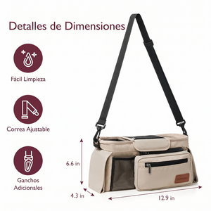Organizador de coche de paseo con portavasos