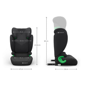 Silla de auto Butaca Junior Fix 2 Plus i-Size Kinderkraft color negro, vista lateral con los conectores isofix extendidos
