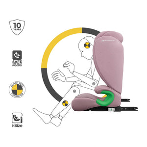 Silla de auto Butaca Junior Fix 2 Plus i-Size Kinderkraft color rosa, comparación de tres alturas de reposacabezas para niños de 100 a 150 cm
