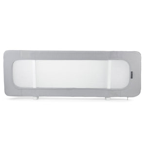 Barrera de cama bebé Kinderkraft GUARD & DREAM gris vista frontal, tres paneles de malla transpirable y bordes acolchados, segura para niños 18 meses a 5 años - Mini Nuts - Expertos en sillas de auto y coches de paseo