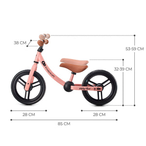 medidas de Bicicleta de equilibrio 2Way Next color rosado de KinderKraft