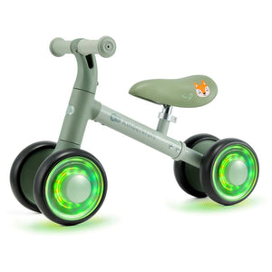 vista lateral bicicleta Cutie Flash verde con ruedas led