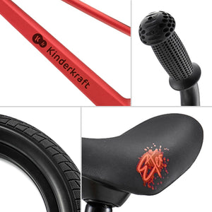 detalles estéticos de la bicicleta roja Eter de kinderkraft