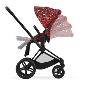 Coche de paseo Priam Rockstar Red Dark 4.0 - Cybex Platinum - Mini Nuts - Expertos en sillas de auto y coches de paseo para bebés