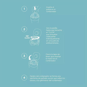 Contenedor de Pañales Sangenic Twist & Click - Tommee Tippee - Mini Nuts - Expertos en sillas de auto y coches de paseo