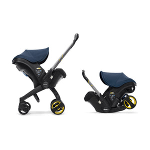 Doona+ en modo silla de auto y modo coche de paseo, color Deep Blue