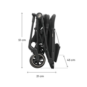 Medidas del coche de paseo de cabina Nebo Kinderkraft color negro plegado: 51 x 43 x 21 cm