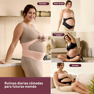 Uso diario de una mujer embaraza del Cinturón de embarazo color negro de Momcozy