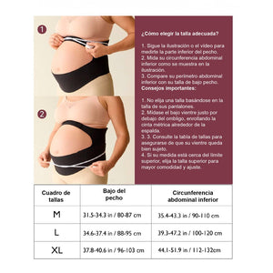 Explicativo de como elegir talla de Cinturón de embarazo de Momcozy