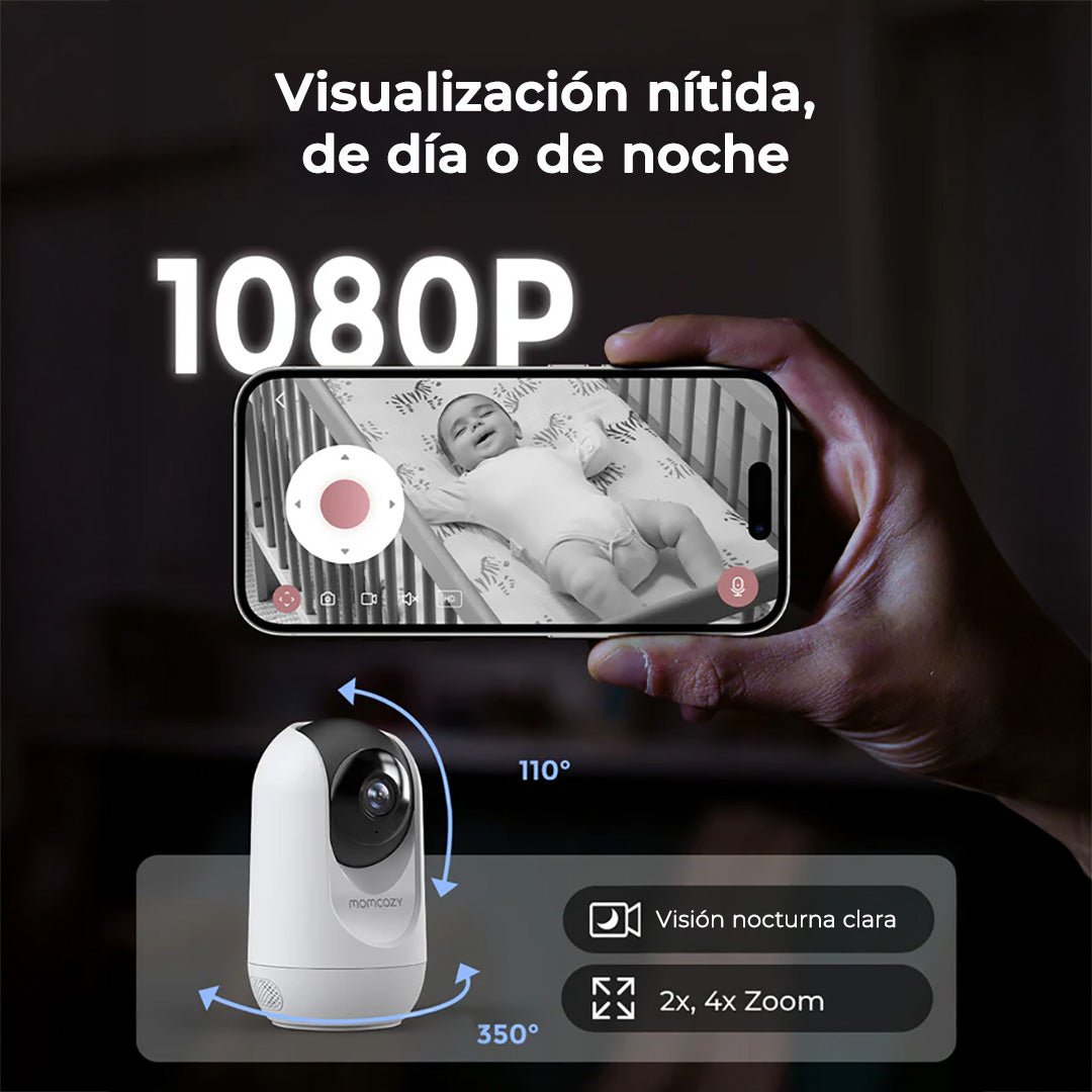 Monitor de bebe WiFi con pantalla HD de 5" - vista en uso