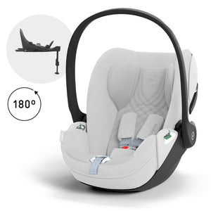 Silla de auto nido Cloud T + Base T i-Size color Cotton White - vista principal con inserto rotación 180°