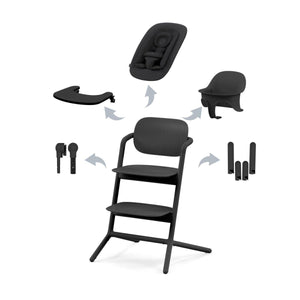 Silla de comer evolutiva 4 en 1 Lemo color Stunning Black - despiece de componentes