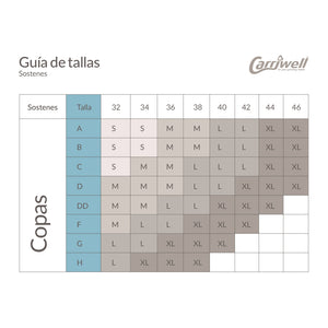 Sujetador lactancia sin costura negro - guía de tallas