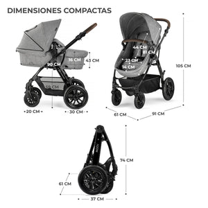 Travel System Moov 2 en 1 + Mink Pro iSize + Base Isofix Mink FX - KinderKraft - Mini Nuts - Expertos en sillas de auto y coches de paseo