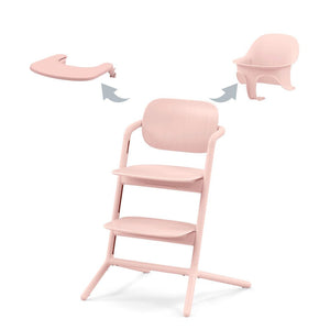 Silla de comer evolutiva 3 en 1 Lemo color Pearl Pink - vista frontal lateral