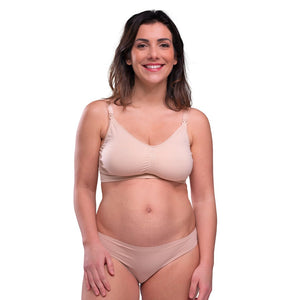 Sujetador lactancia sin costura natural - modelo vista frontal embarazada
