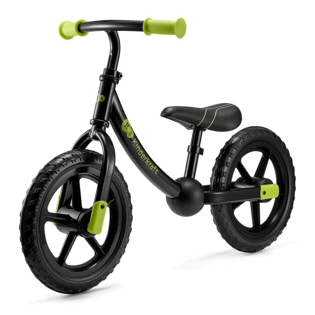 Bicicleta de equilibrio Kinderkraft 2WAY NEXT OFF ROAD Black, vista lateral fondo blanco