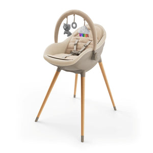 Silla de comer evolutiva Kinderkraft FINI UP Beige, vista frontal fondo blanco