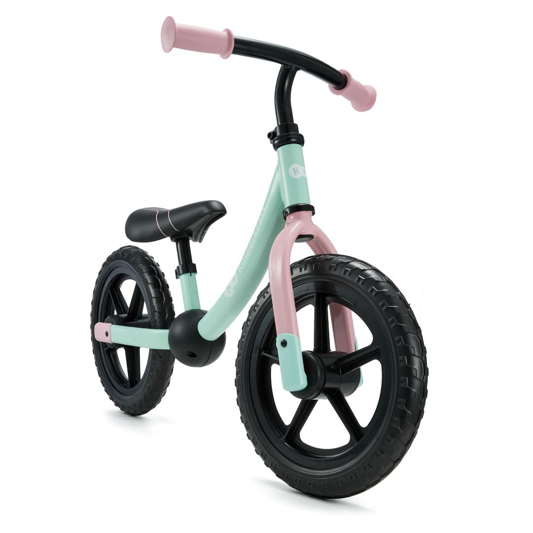 Bicicleta de equilibrio Kinderkraft 2WAY NEXT OFF ROAD Mint, vista lateral fondo blanco