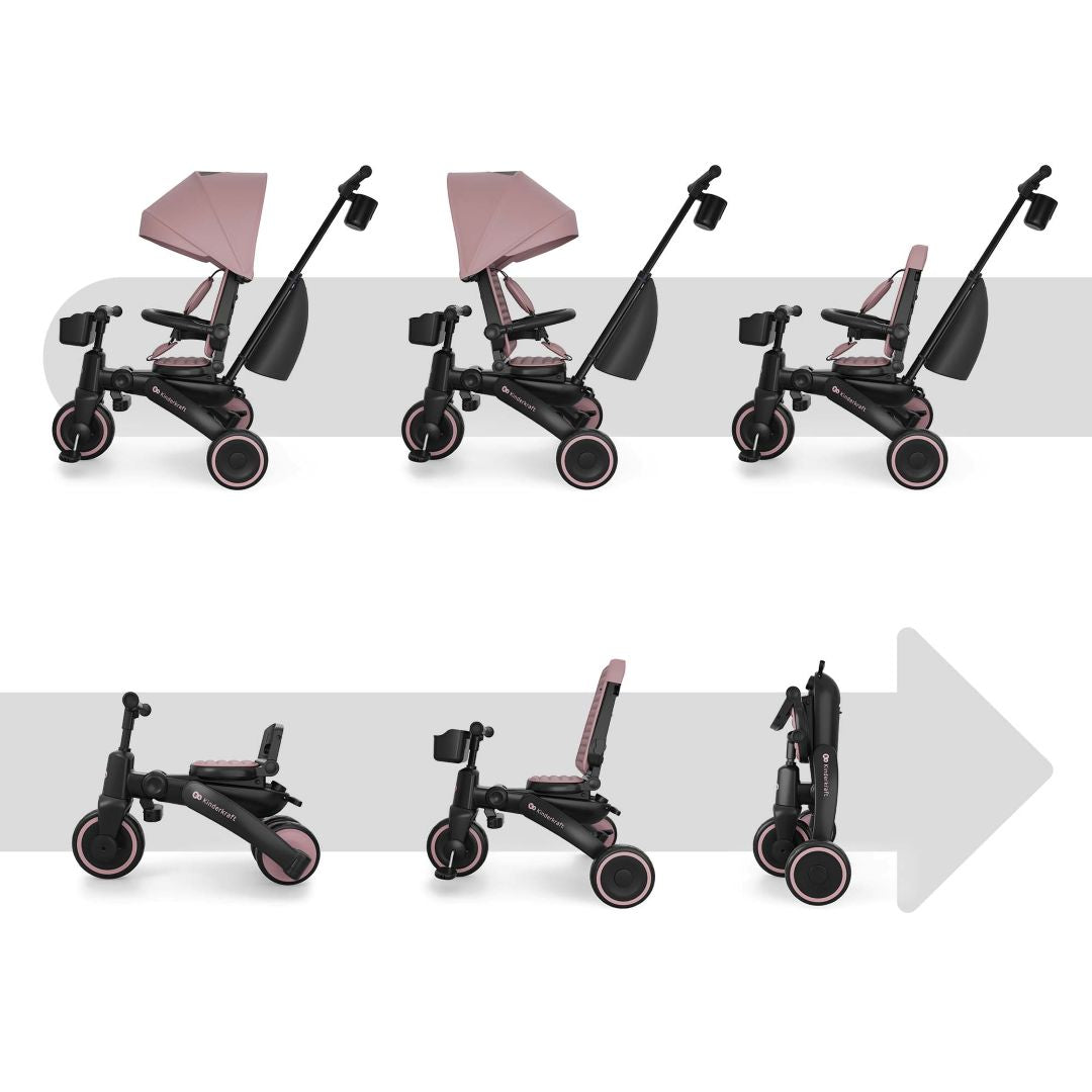 Triciclo Multifuncional  6 en 1 Jazz 3 pink de kinderkraft en su distintas modalidades