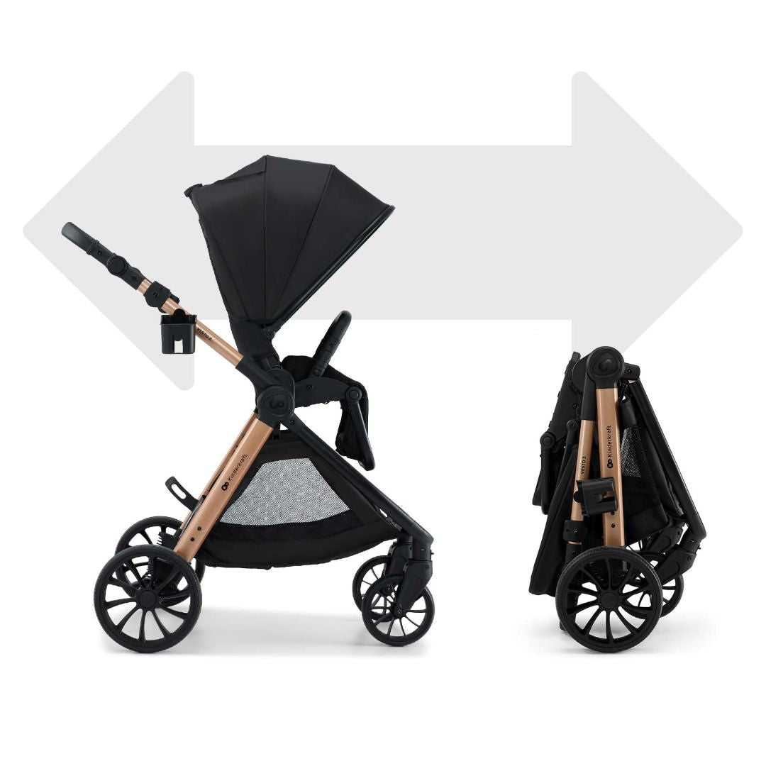 Detalle ruedas EVA antipinchazos 11" traseras coche de paseo VESTO 2 Black