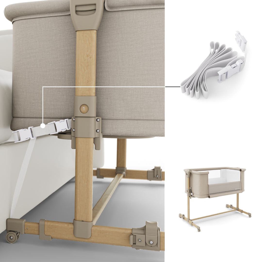 Detalle malla transpirable lateral cuna colecho Nestee Grow 2 Beige Wood