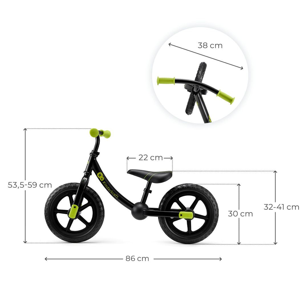 Niño montando bicicleta de equilibrio Kinderkraft 2WAY NEXT Black en parque