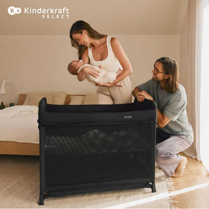 Cuna de viaje Kinderkraft Moon Dream Beige, vista frontal fondo blanco