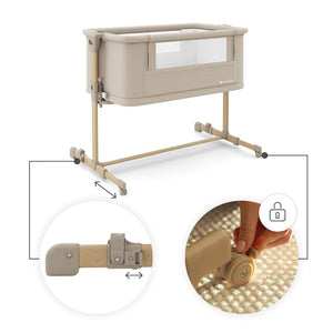 Cuna Nestee Grow 2 Beige Wood, vista posterior con estructura madera y metal