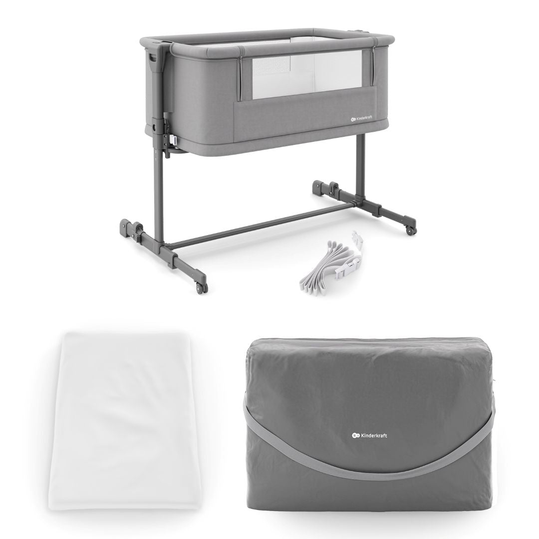 Detalle mecanismo de cierre lateral seguro cuna Nestee Grow 2 Dark Grey