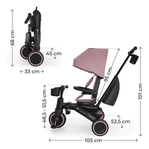 Triciclo Multifuncional  6 en 1 Jazz 3 pink de kinderkraft medidas