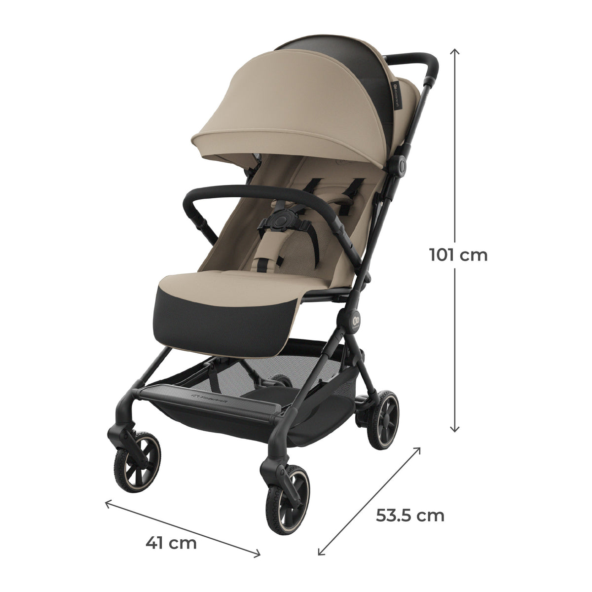 Medidas del coche de paseo de cabina Nebo Kinderkraft color beige abierto: 101 x 41 x 53,5 cm