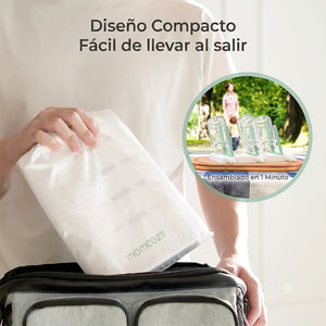 Rack portátil Momcozy incluido — escurridor de mamaderas compacto para secar en salidas y viajes