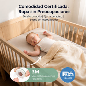 App Momcozy mostrando gráfico de tendencia de temperatura de bebé en tiempo real