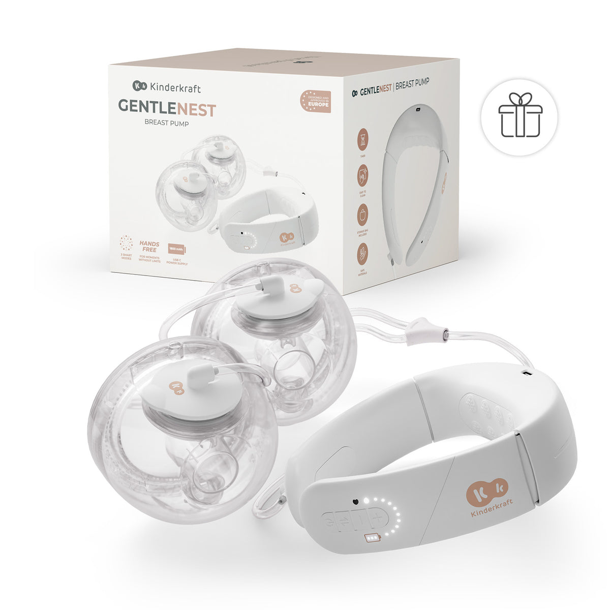 Caja del extractor de leche doble Gentlenest Kinderkraft junto al extractor