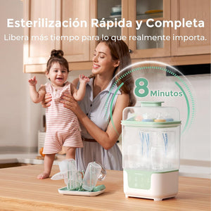 Esterilizador compacto Momcozy con capacidad para 6 mamaderas estándar más chupetes y mordedores