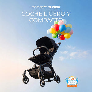 Coche de viaje Momcozy TuckGo negro — ultraliviano, compacto y premiado internacionalmente