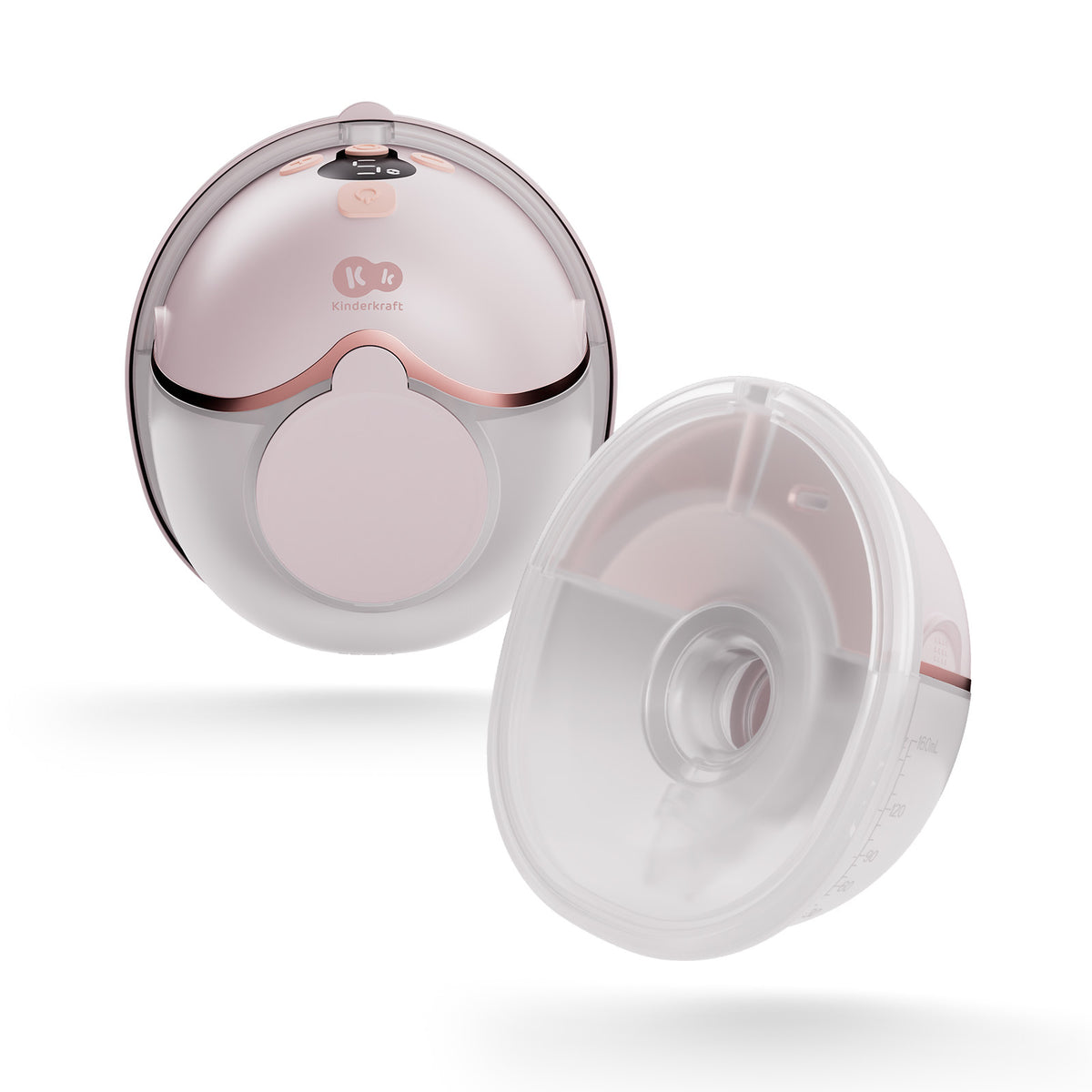 Extractor de leche inalámbrico Mamaflow Kinderkraft color rosado junto a su colector