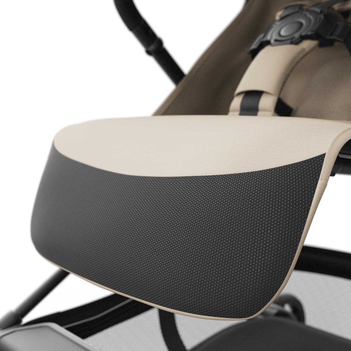 Detalle del apoyapiernas del coche de paseo de cabina Nebo Kinderkraft color beige