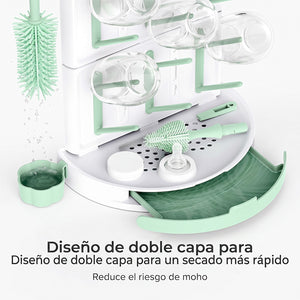 Diseño de doble capa del escurridor Momcozy — seca partes de extractor, tetinas y cepillos más rápido y reduce el riesgo de moho