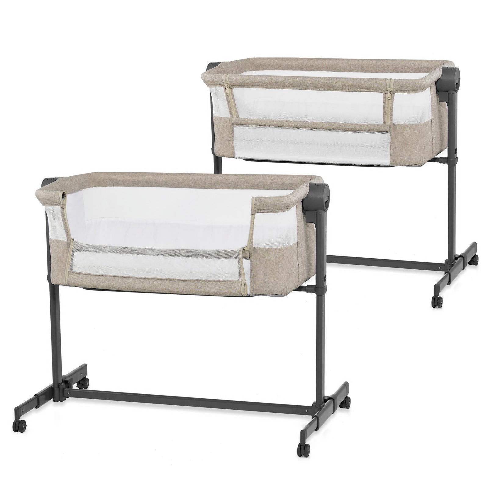 Cuna colecho Nestee Up 2 Kinderkraft color beige, como cuna independiente y con el lateral abatido