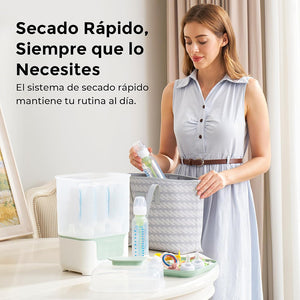Almacenamiento esterilizado 72 horas del esterilizador Momcozy — mamaderas listas para todo el día