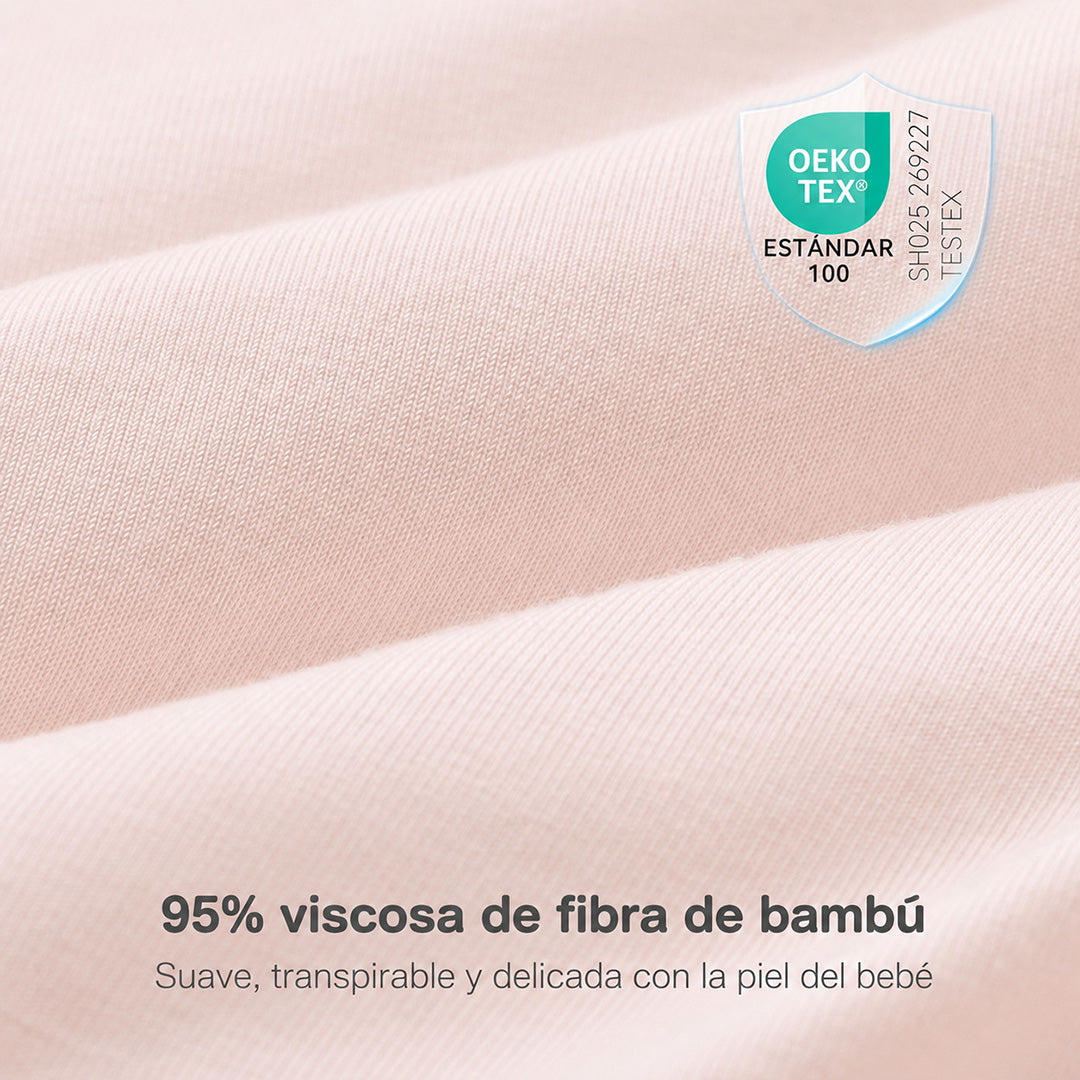 Detalle de tel OEKO TEX Estandar 100 de Saco de dormir para bebé Momcozy 1.5 TOG color rosado