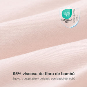 Detalle de tel OEKO TEX Estandar 100 de Saco de dormir para bebé Momcozy 1.5 TOG color rosado